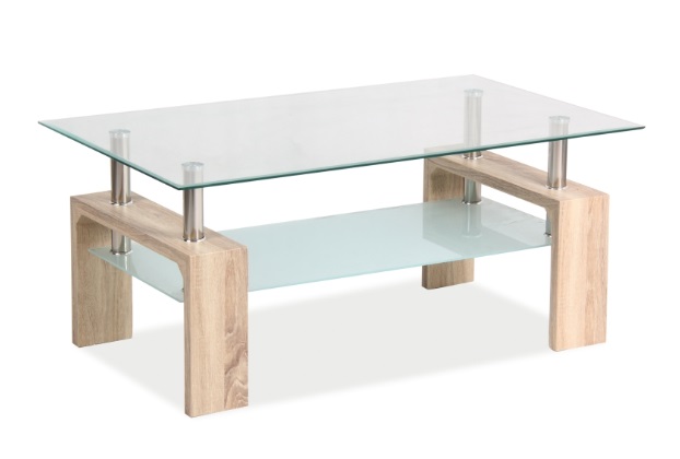 Kasvo ISA BASIC II konfečrenční stůl 110x60 sklo / nohy dub sonoma
