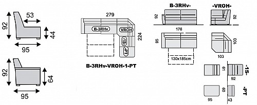 SAMANTA LUX B-3RHv-VROH-1-PT + 2x záhlavník