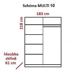 Šatní skříň MULTI 10 183 cm 