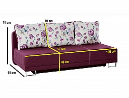 Moderní polštářová pohovka VERONA s úložným prostorem  Savana fialová- květ