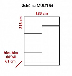 Šatní skříň MULTI 34 183 cm 
