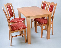 Jídelní set BIS stůl + židle 4ks olše potah červený