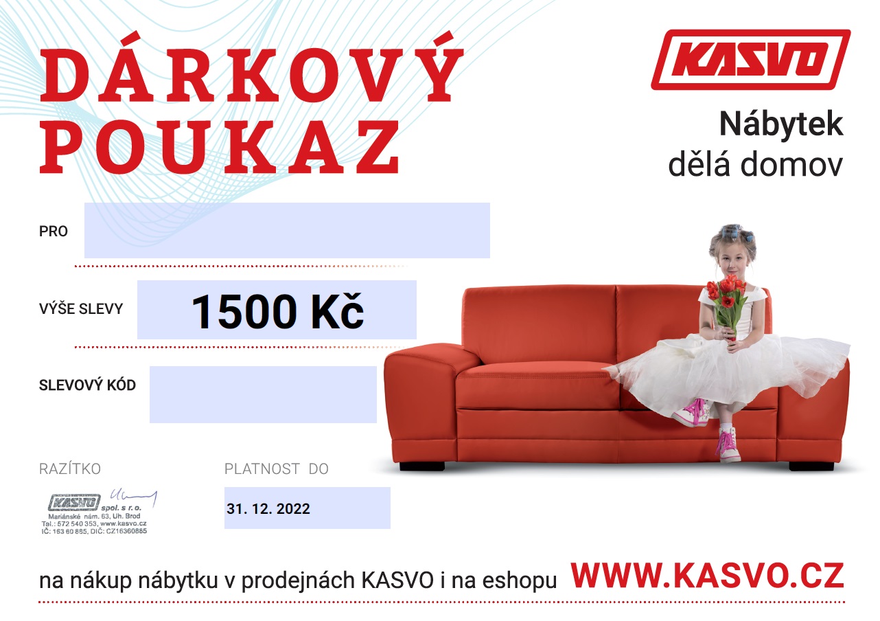 Levně Kasvo Dárkový poukaz na 1 500 Kč