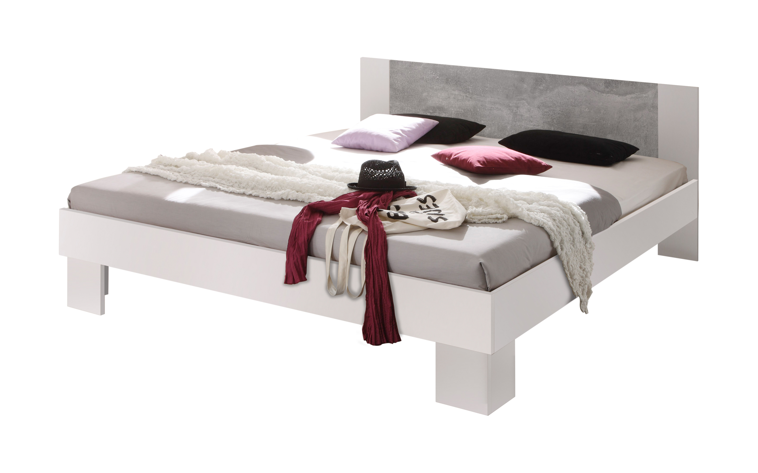 Kasvo MARTINA postel 180x200 bílý korpus /  beton čelo