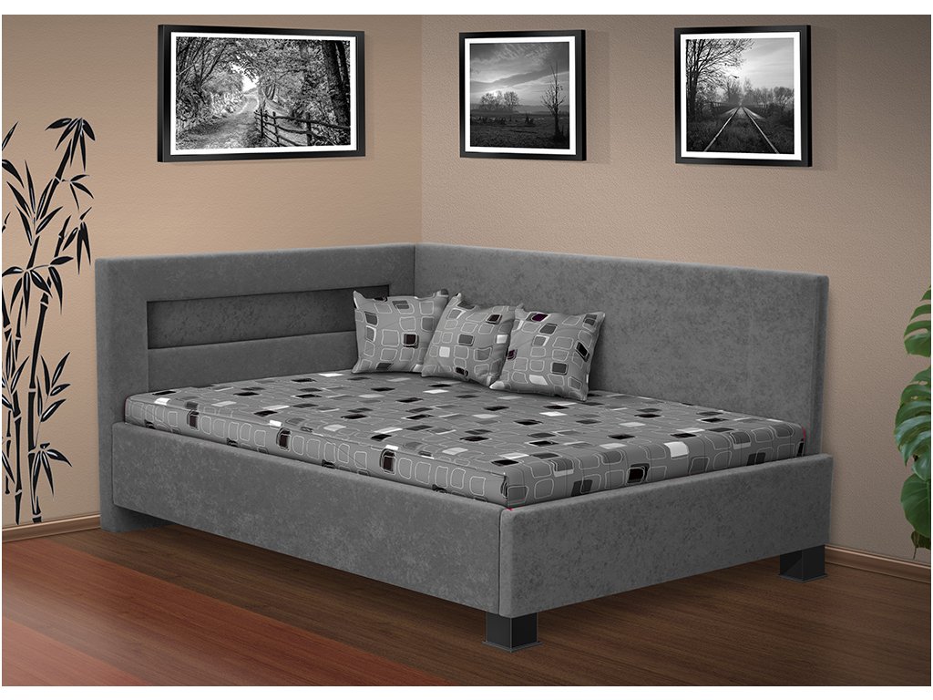 Kasvo MELISSA postel 140x200 cm alova šedá/ vzor na matraci