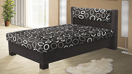 Čalouněná postel ALICIE 180 cm vč. roštu, matrace a ÚP černá/vzor
