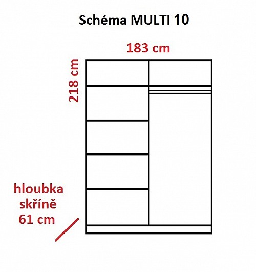 Šatní skříň MULTI 10 183 cm