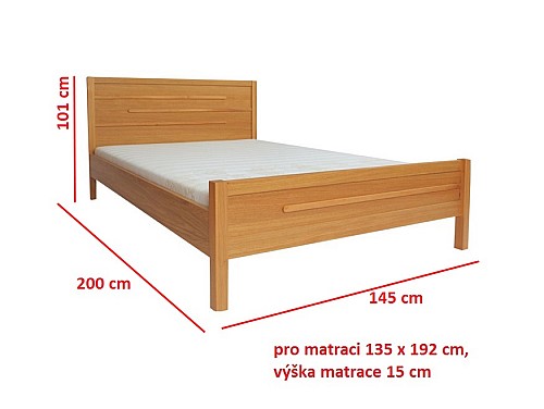 Dýhovaná postel BRANDON DOUBLE 135x192 cm vč. roštu
