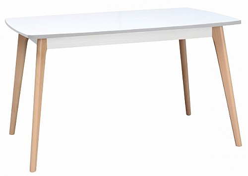 Jídelní stůl EMILIO - pevný Bukové nohy/ deska bílá arctic