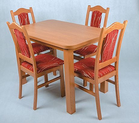 Jídelní set BIS stůl + židle 4ks olše potah červený