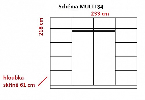 Šatní skříň MULTI 34 233 cm