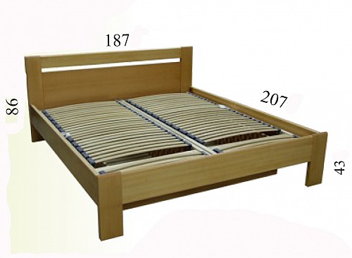 Masivní manželská postel TIBOR 2 180x200 cm vč. roštu a ÚP
