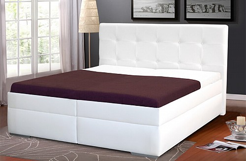 Zvýšená manželská postel INGRIDA 2 160x200 cm vč. roštu a ÚP M01 ekokůže bílá