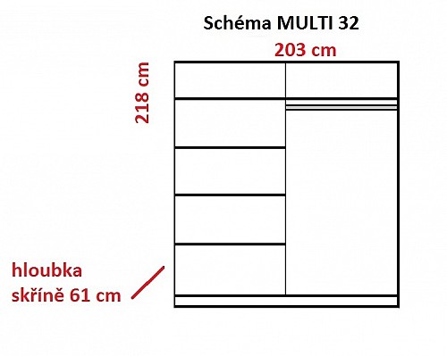 Šatní skříň MULTI 32 203 cm