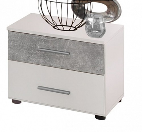 Noční stolek MARTINA bílá / beton - zásuvka