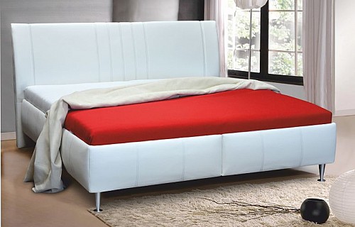 Čalouněná postel TABITA 2 180 cm vč. roštu a ÚP + dřevěné nožky buk / PW 11 světle šedá