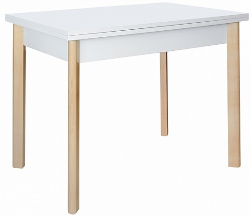 Jídelní stůl TIMO - rozkládací Bukové nohy/ deska bílá arctic