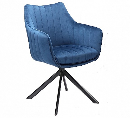 Židle ALZA  - otáčivá (S) nohy černé / látka bluvel 86 modrá