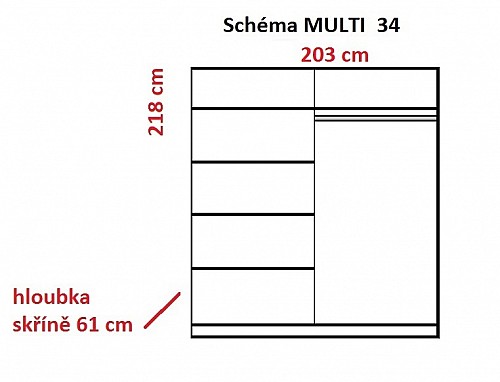 Šatní skříň MULTI 34 203 cm