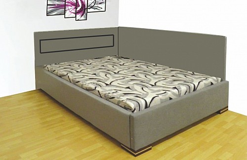 Rohová postel MELISSA 140x200 cm alova šedá/ vzor na matraci