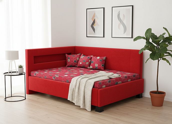 Postel MELISSA 140cm, s matrací, s roštem a s úložným prostorem 
