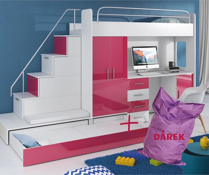 Postele RAJ 5 dětská sestava s přistýlkou + DÁREK