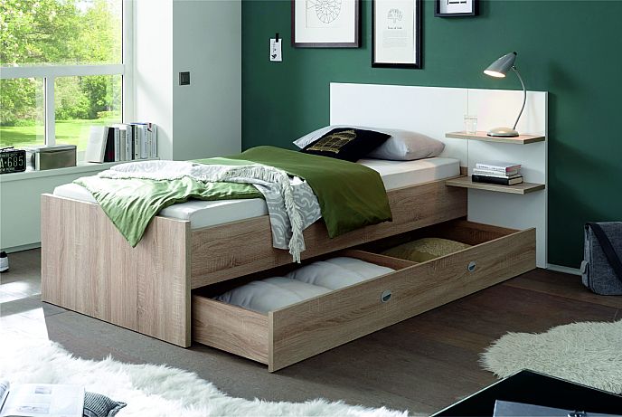 Postel PARTS 90cm, s úložným prostorem + poličky