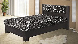 Čalouněná postel ALICIE 180 cm vč. roštu, matrace a ÚP černá/vzor