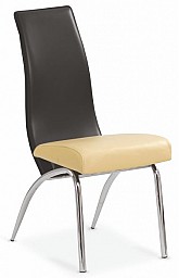 Jídelní židle K2 béžová / ekokůže černá / chrom