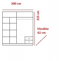Šatní skříň PORTO 200x215  