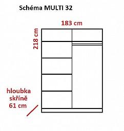 Šatní skříň MULTI 32 183 cm (M) 