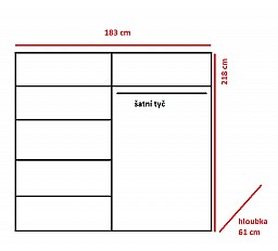 Šatní skříň MULTI 35 183 cm (M) 