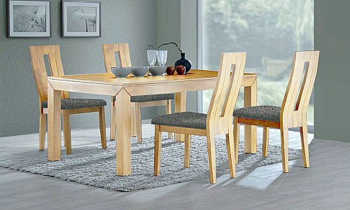 Jídelní set MORIS stůl+NELA židle 4ks Dub bělený / látka SP3