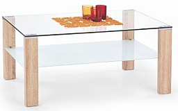 Konferenční stolek SIMPLE MDF dub Sonoma / sklo / mléčné sklo / chrom