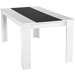 Jídelní stůl BEATLE 120x80 cm bílá vysoký lesk/černé sklo
