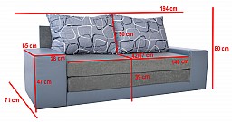 Malý čalouněný rozkládací gauč bez úložného prostoru VANDA 2  Ekokůže šedá/šedá