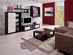 Moderní prosklená obývací stěna s dostatkem úložného prostoru NICO  Jasan coimbra