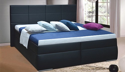 Moderní manželská postel FREDERIKA 2 180 cm vč. roštu a ÚP M06 ekokůže černá
