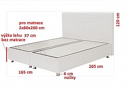 BAZE postel 160 x 200 cm včetně roštu a ÚP 
