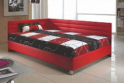 Čalouněná postel ELITE 110 cm levá varianta červená / červeno-černo-bílá