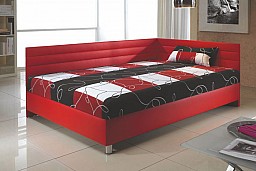 Čalouněná postel ELITE 110 cm pravá varianta červená / červeno-černo-bílá