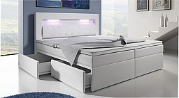 Zvýšená postel CHARLOTTE III 140 cm vč. matrace, roštu a ÚP ekokůže světle šedá