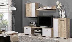 Menší moderní obývací stěna PACO LUX Dub Sonoma / bílá