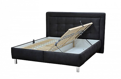 Čalouněná manželská postel EVELÍNA 2 180 cm vč. roštu a ÚP M06 eko černá