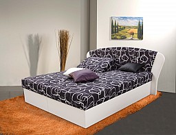 Čalouněná postel KAROLÍNA 7 170x200 cm vč. roštu, matrace a ÚP Černobílá 374 / ekokůže bílá M01