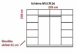 Šatní skříň MULTI 34 233 cm 