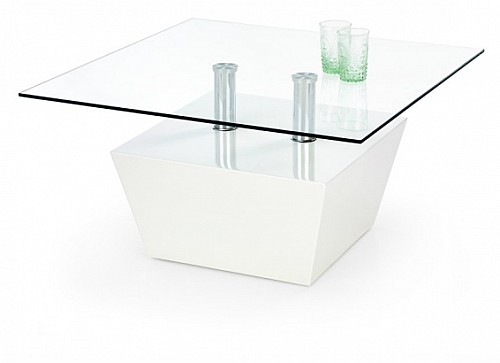 Konferenční stolek APRIL bílá/sklo/chrom