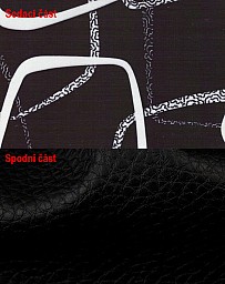 Čalouněná postel KAROLÍNA 7 170x200 cm vč. roštu, matrace a ÚP Černobílá 374 / ekokůže černá M06