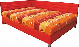 Čalouněná postel ELITE 110 cm levá varianta červená / červeno-žluto-oranžová