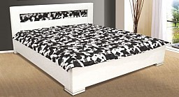 Velká manželská postel NAOMI 180x200 cm ekokůže bílá / černobílý vzor